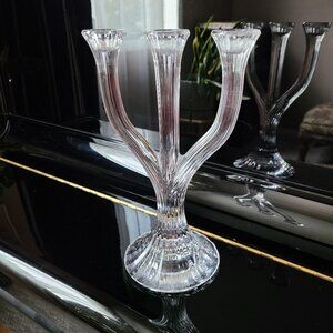 Mikasa crystal candleholder with 3 branches.